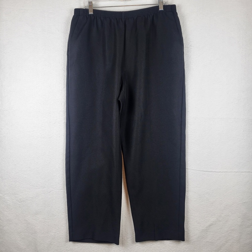 Alfred‎ Dunner Womens Black Elastic Waist Polyester Pants Size 16W